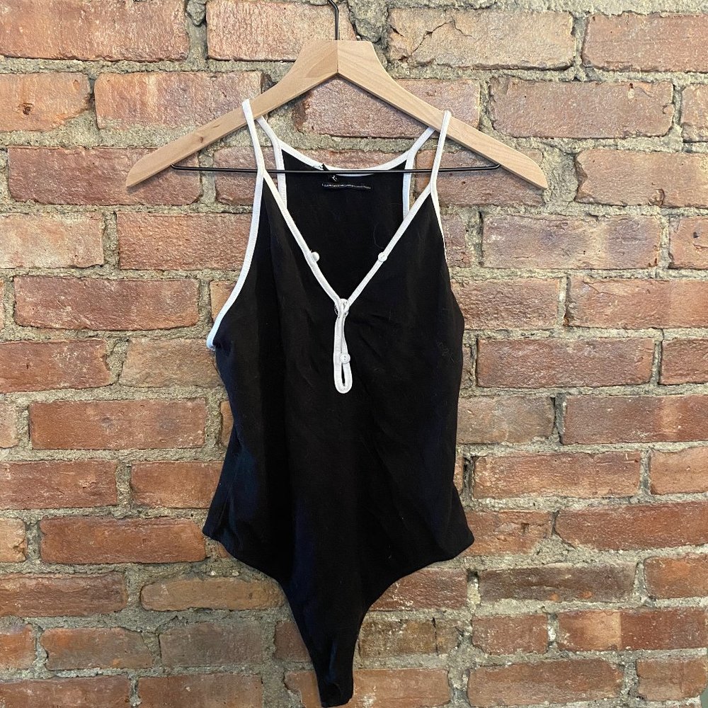 Urban Outfitters Black and white piped bodysuit